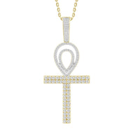 Thumbnail for MEN'S CROSS 1 CT ROUND DIAMOND 10K YELLOW GOLD