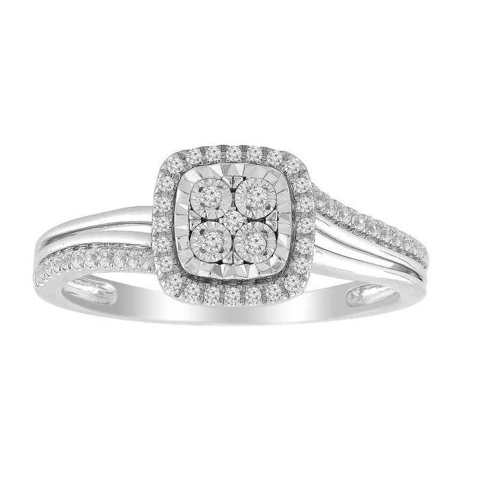 LADIES RING 1/5 CT ROUND DIAMOND 10K WHITE GOLD