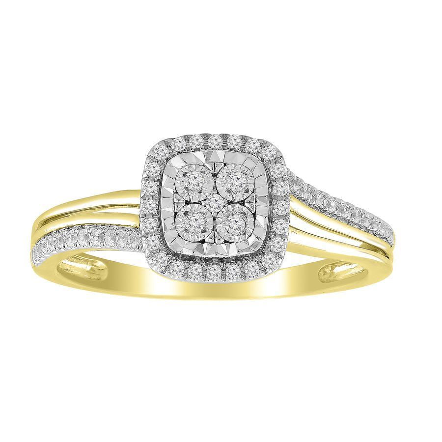 LADIES RING 1/5 CT ROUND DIAMOND 10K YELLOW GOLD