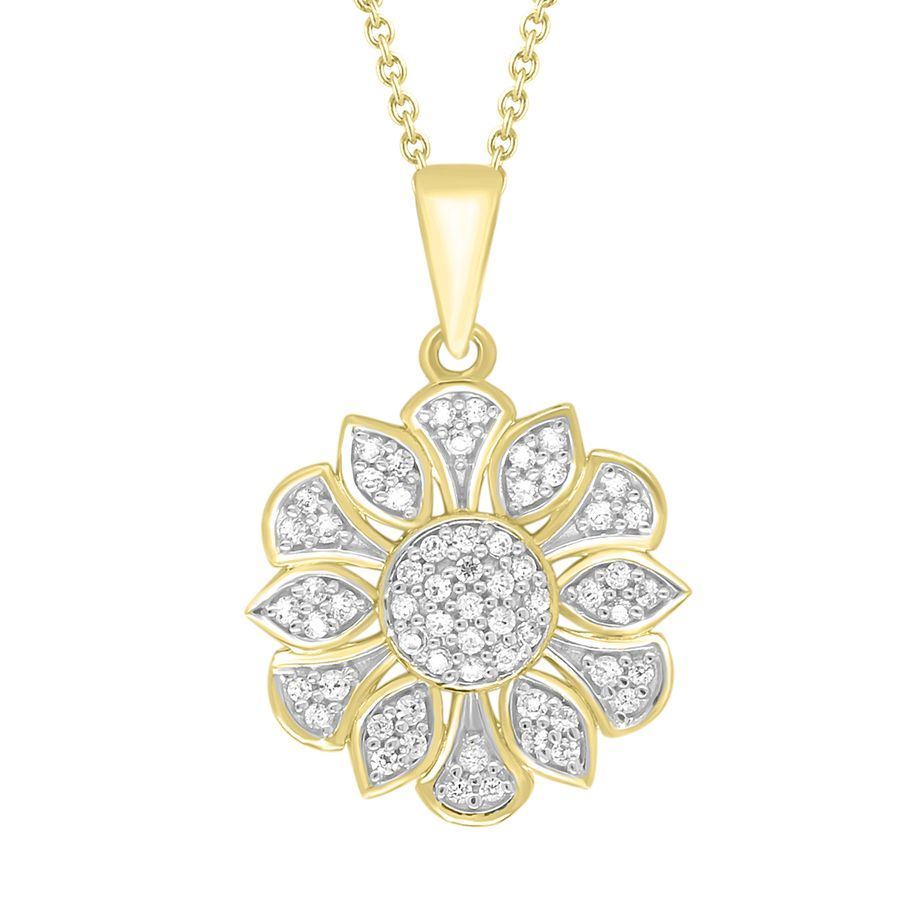 LADIES PENDANT 1/4 CT ROUND DIAMOND 10K YELLOW GOLD