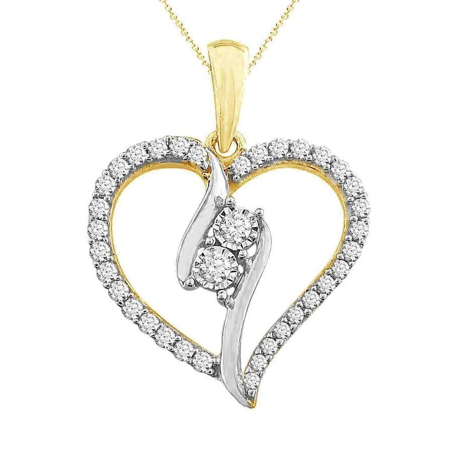 LADIES PENDANT 1/4 CT ROUND DIAMOND 10K YELLOW GOLD