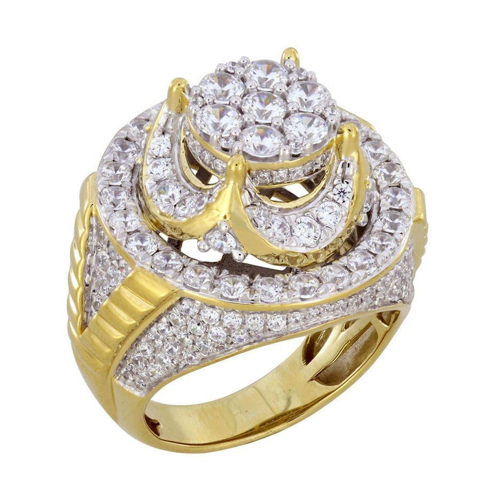 MEN'S RING 4 CT ROUND DIAMOND 14K YELLOW GOLD