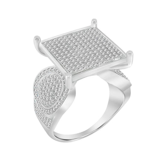 LADIES RING 1 CT ROUND DIAMOND SILVER