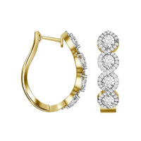 Thumbnail for LADIES HOOPS 1 CT ROUND DIAMOND 14K YELLOW GOLD