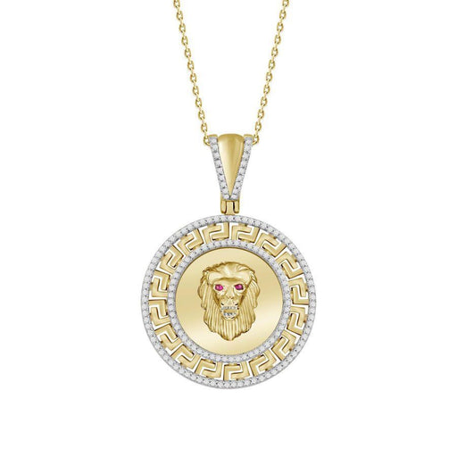 MEN'S CHARMS 1/2 CT ROUND DIAMOND WITH RUBY 10K YELLOW GOLD