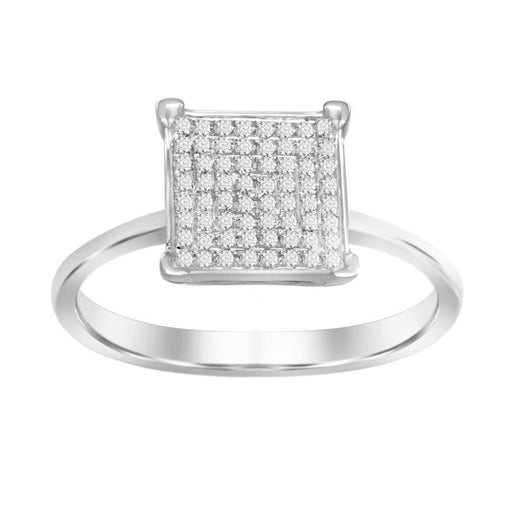 LADIES RING 1/5 CT ROUND DIAMOND 10K WHITE GOLD