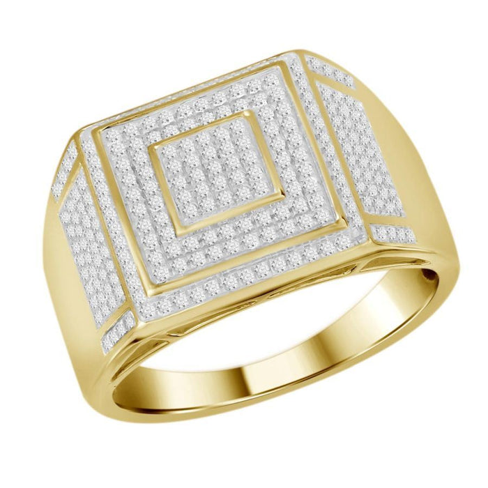 MEN'S RING 5/8 CT ROUND DIAMOND 10K YELLOW GOLD