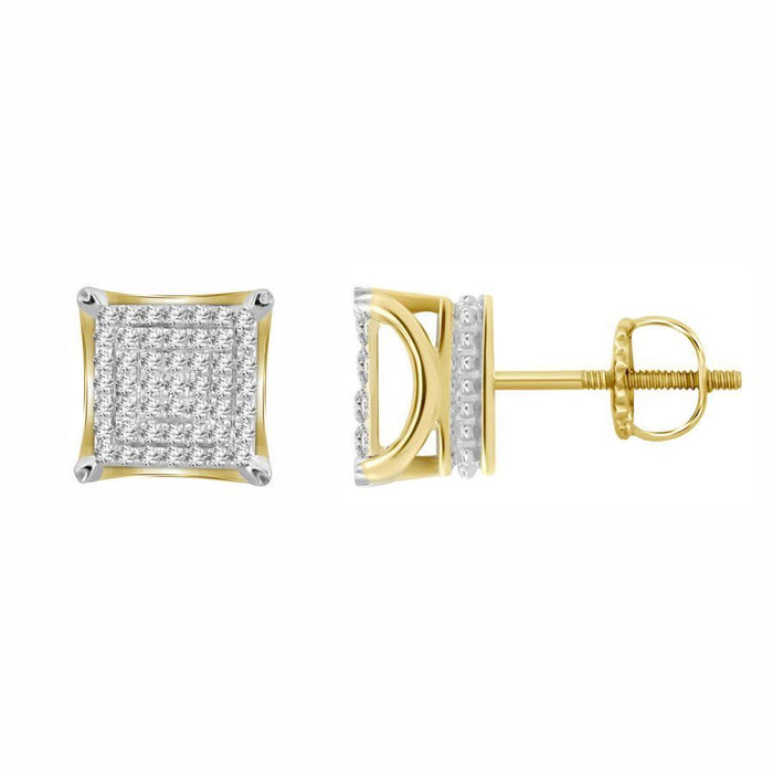 MEN'S EARRING 3/4 CT ROUND DIAMOND 10K YELLOW GOLD