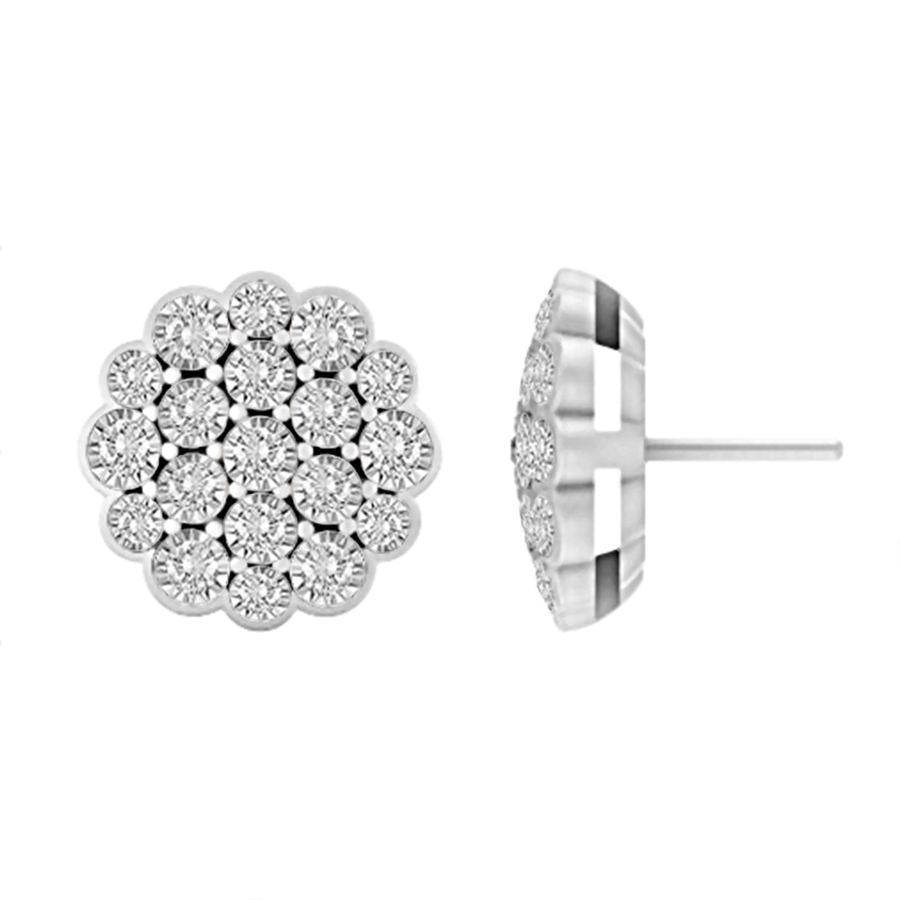 LADIES EARRING 1/2 CT ROUND DIAMOND 10K WHITE GOLD