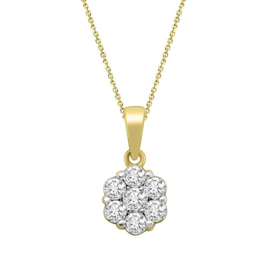 LADIES PENDANT 1/3 CT ROUND DIAMOND 14K YELLOW GOLD