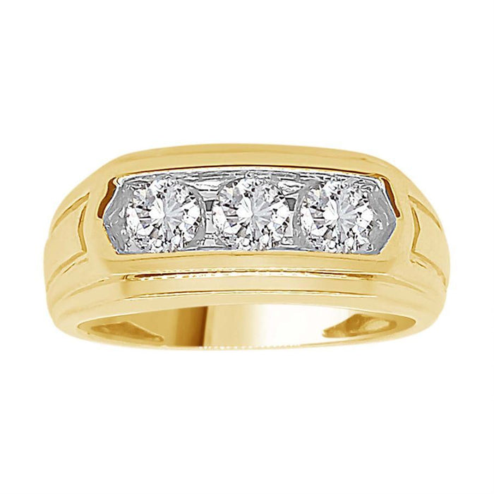 MEN'S RING 3/4 CT ROUND DIAMOND 10K YELLOW GOLD