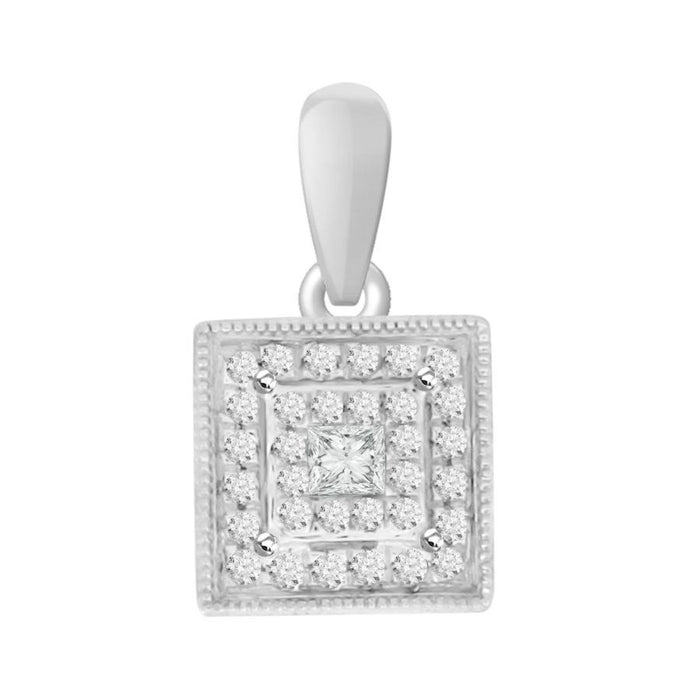 LADIES PENDANT 1/6 CT ROUND/PRINCESS DIAMOND 10K WHITE GOLD