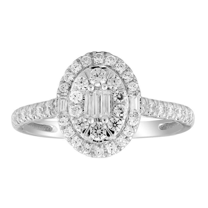 LADIES RING 1/2 CT ROUND/BAGUETTE DIAMOND 14K WHITE GOLD