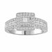 LADIES RING 1 CT ROUND/PRINCESS/BAGUETTE DIAMOND 14K WHITE GOLD