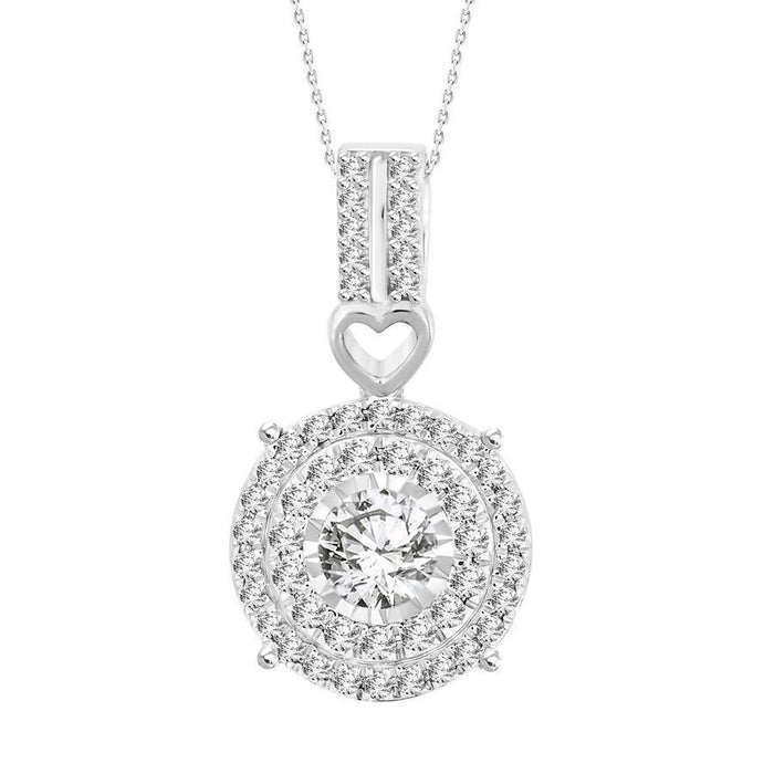 LADIES PENDANT 1/4 CT ROUND DIAMOND 10K WHITE GOLD