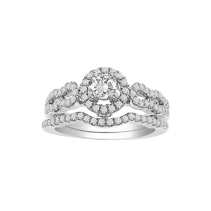 LADIES BRIDAL RING 7/8 CT ROUND DIAMOND 14K WHITE GOLD