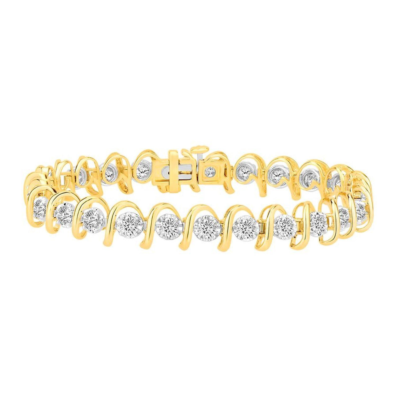 LADIES BRACELET 3 CT ROUND DIAMOND 10K YELLOW GOLD
