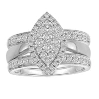 Thumbnail for LADIES BRIDAL RING SET 1 CT ROUND DIAMOND 14K WHITE GOLD- WITH EXTRA BAND