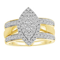 Thumbnail for LADIES BRIDAL RING SET 1 CT ROUND DIAMOND 14K YELLOW GOLD- WITH EXTRA BAND