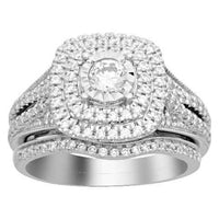 Thumbnail for LADIES BRIDAL RING SET 1 CT ROUND DIAMOND 14K WHITE GOLD