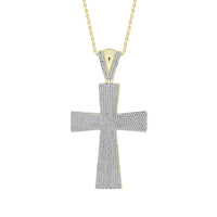 Thumbnail for MEN'S CROSS 2 CT ROUND DIAMOND 10K YELLOW GOLD