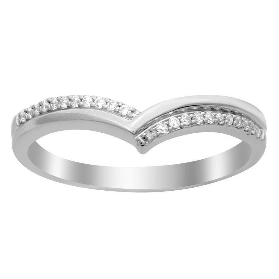 LADIES STACKABLE BAND 1/10 CT ROUND DIAMOND 14K WHITE GOLD