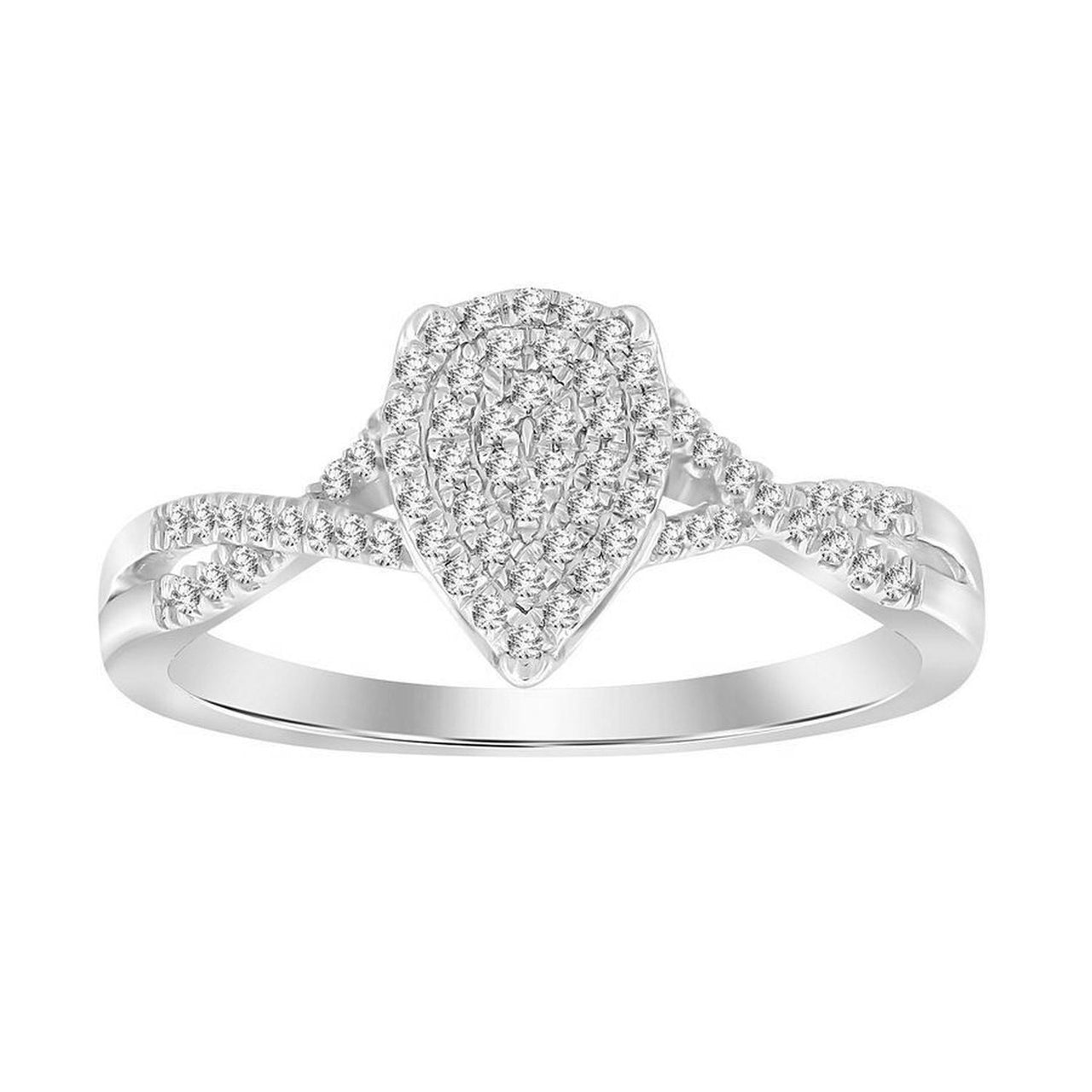 LADIES RING 1/6 CT ROUND DIAMOND 10K WHITE GOLD