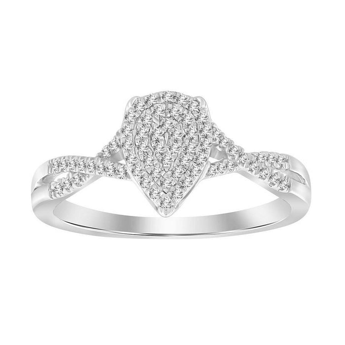 LADIES RING 1/6 CT ROUND DIAMOND 10K WHITE GOLD