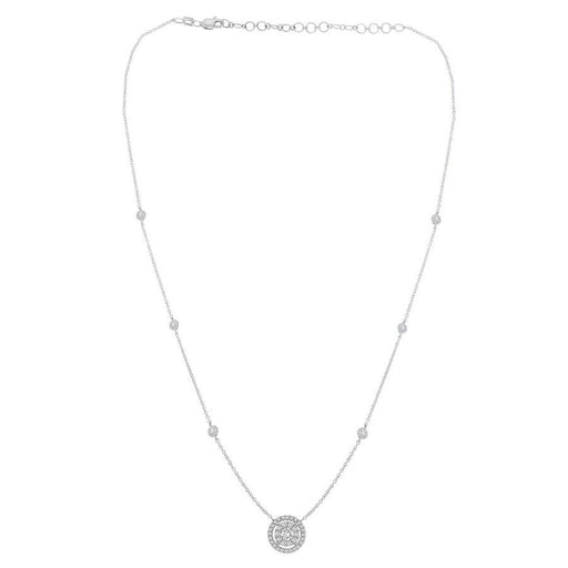 LADIES NECKLACE 5/8 CT ROUND DIAMOND 10K WHITE GOLD