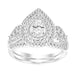 LADIES BRIDAL RING SET 3/4 CT ROUND/PEAR DIAMOND 14K WHITE GOLD