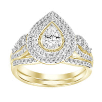 Thumbnail for LADIES BRIDAL RING SET 3/4 CT ROUND/PEAR DIAMOND 14K YELLOW GOLD