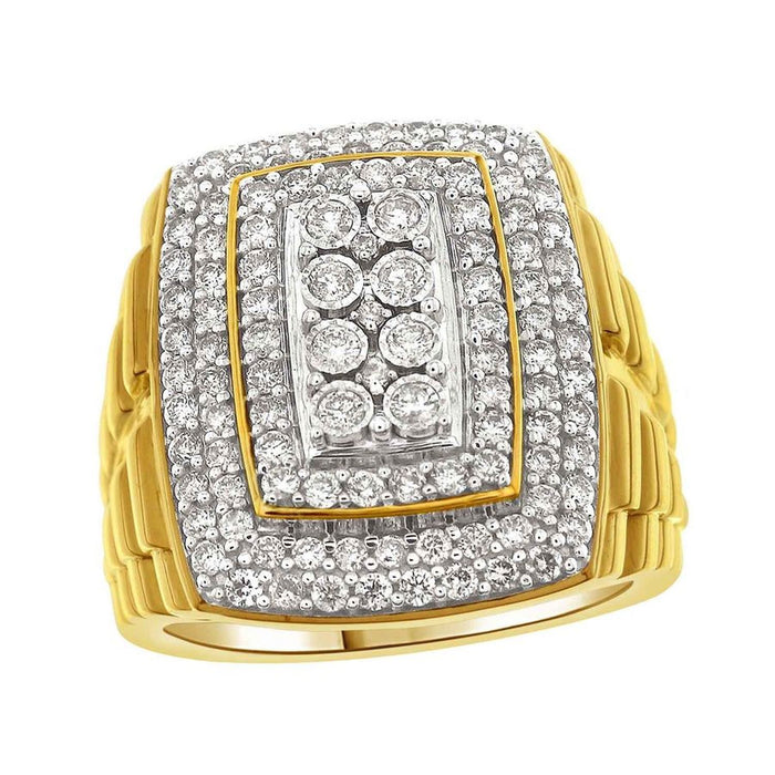 MEN'S RING 1 1/2 CT ROUND DIAMOND 10K YELLOW GOLD