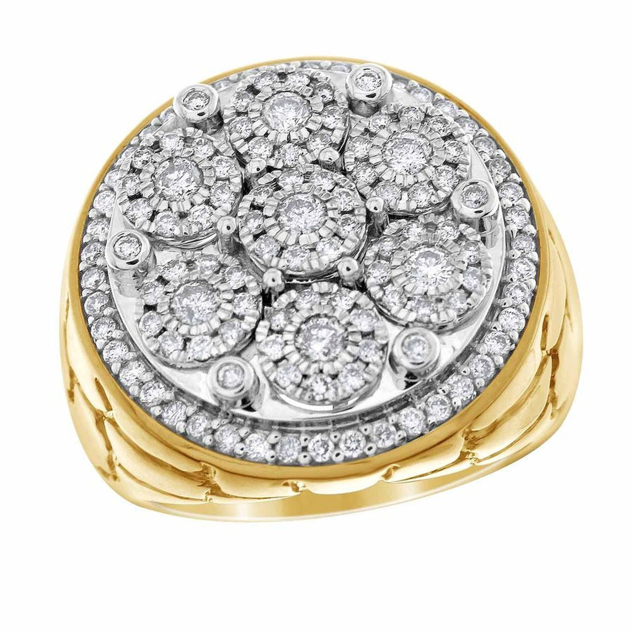 MEN'S RING 1 1/2 CT ROUND DIAMOND 10K YELLOW GOLD