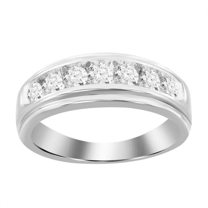 MEN'S BAND 3/4 CT ROUND  DIAMOND 14K WHITE GOLD