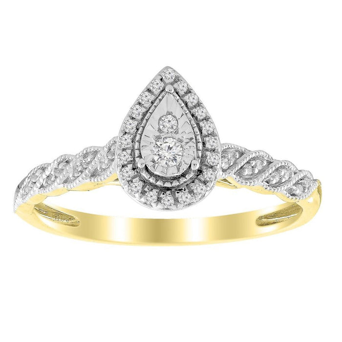 LADIES RING 1/10 CT ROUND DIAMOND 10K YELLOW GOLD