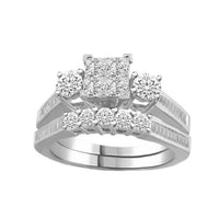 Thumbnail for LADIES BRIDAL RING SET 1 1/2 CT ROUND/PRINCESS/BAGUETTE DIAMOND 14K WHITE GOLD