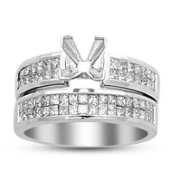 Thumbnail for LADIES BRIDAL RING SET 1 1/2 CT ROUND/PRINCESS DIAMOND 14K WHITE GOLD