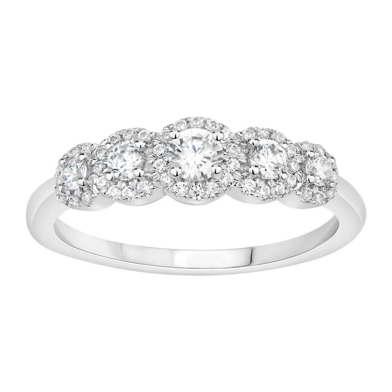 LADIES RING 1/2 CT ROUND DIAMOND 10K WHITE GOLD