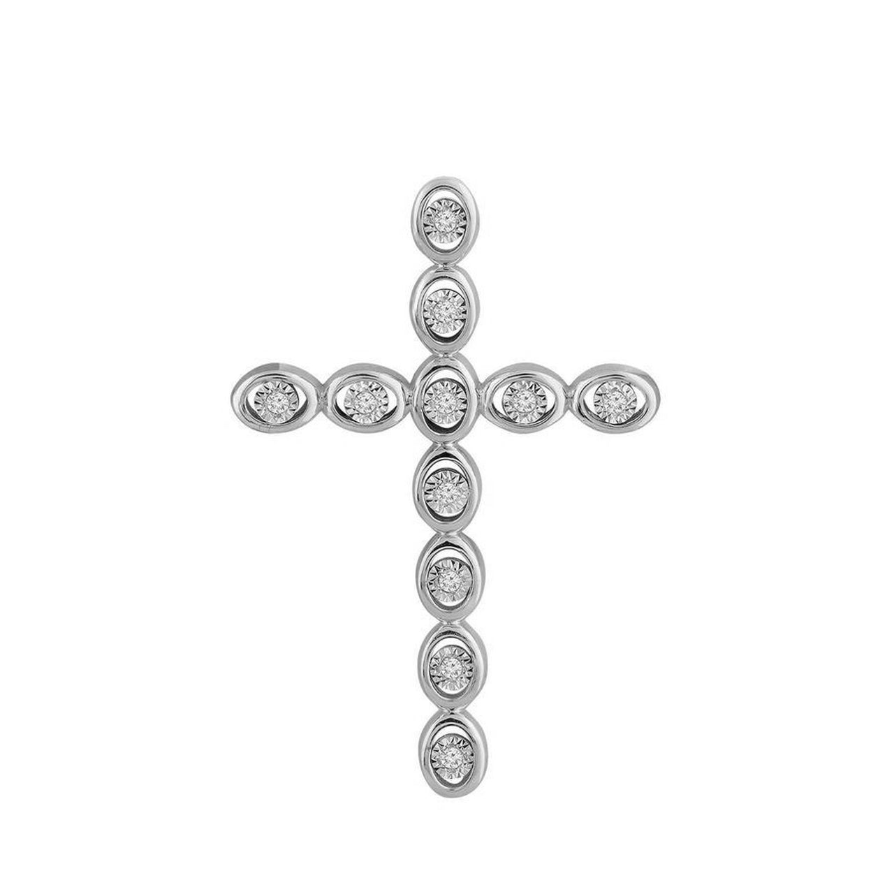 LADIES PENDANT 1/10 CT ROUND DIAMOND 10K WHITE GOLD