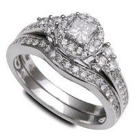 Thumbnail for LADIES BRIDAL RING SET 3/4 CT ROUND DIAMOND 14K WHITE GOLD