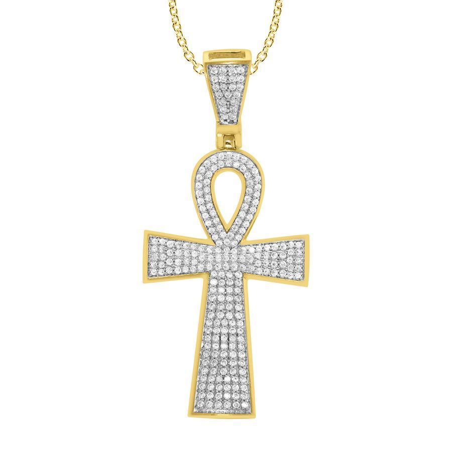 MEN'S CHARM 1 CT ROUND DIAMOND 10K YELLOW GOLD