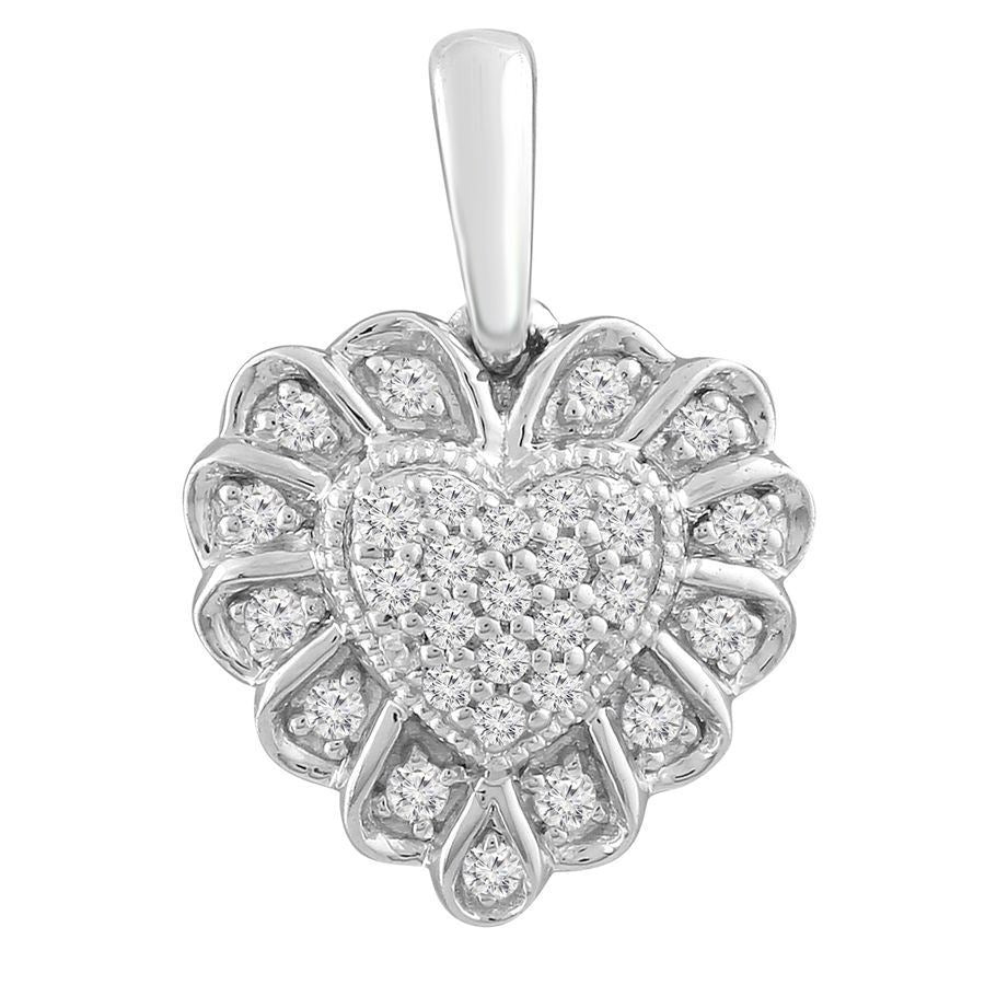 LADIES PENDANT 1/10 CT ROUND DIAMOND 10K WHITE GOLD