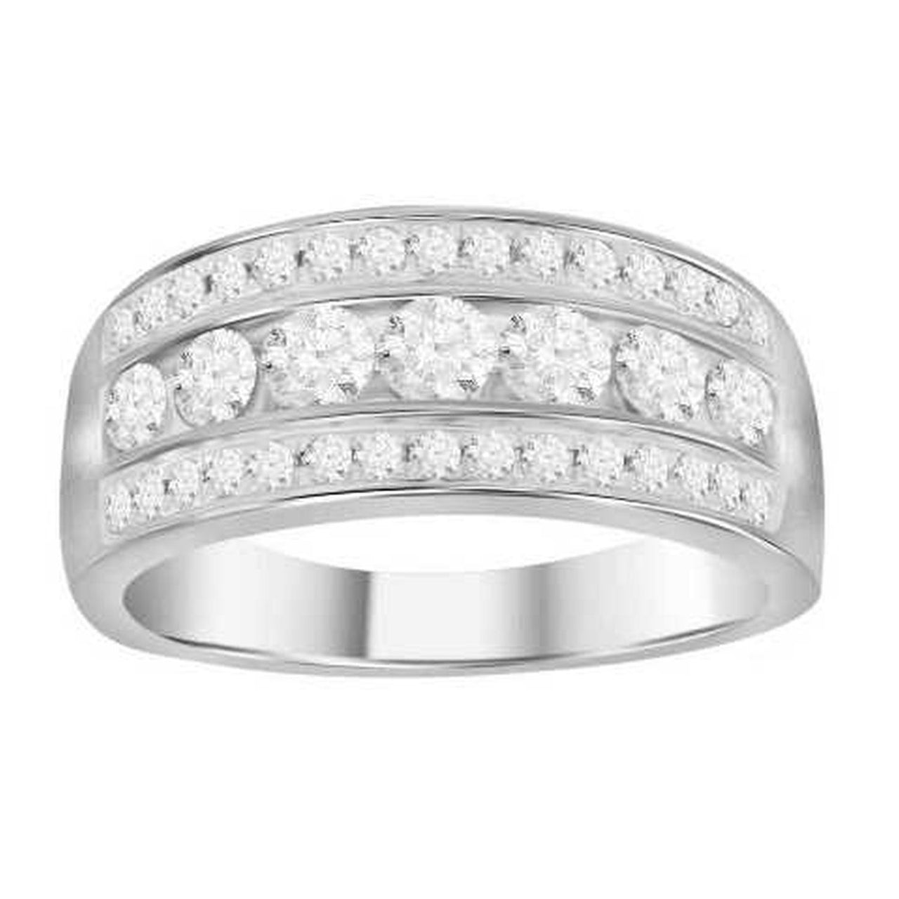 LADIES BAND 1 CT ROUND DIAMOND 14K WHITE GOLD