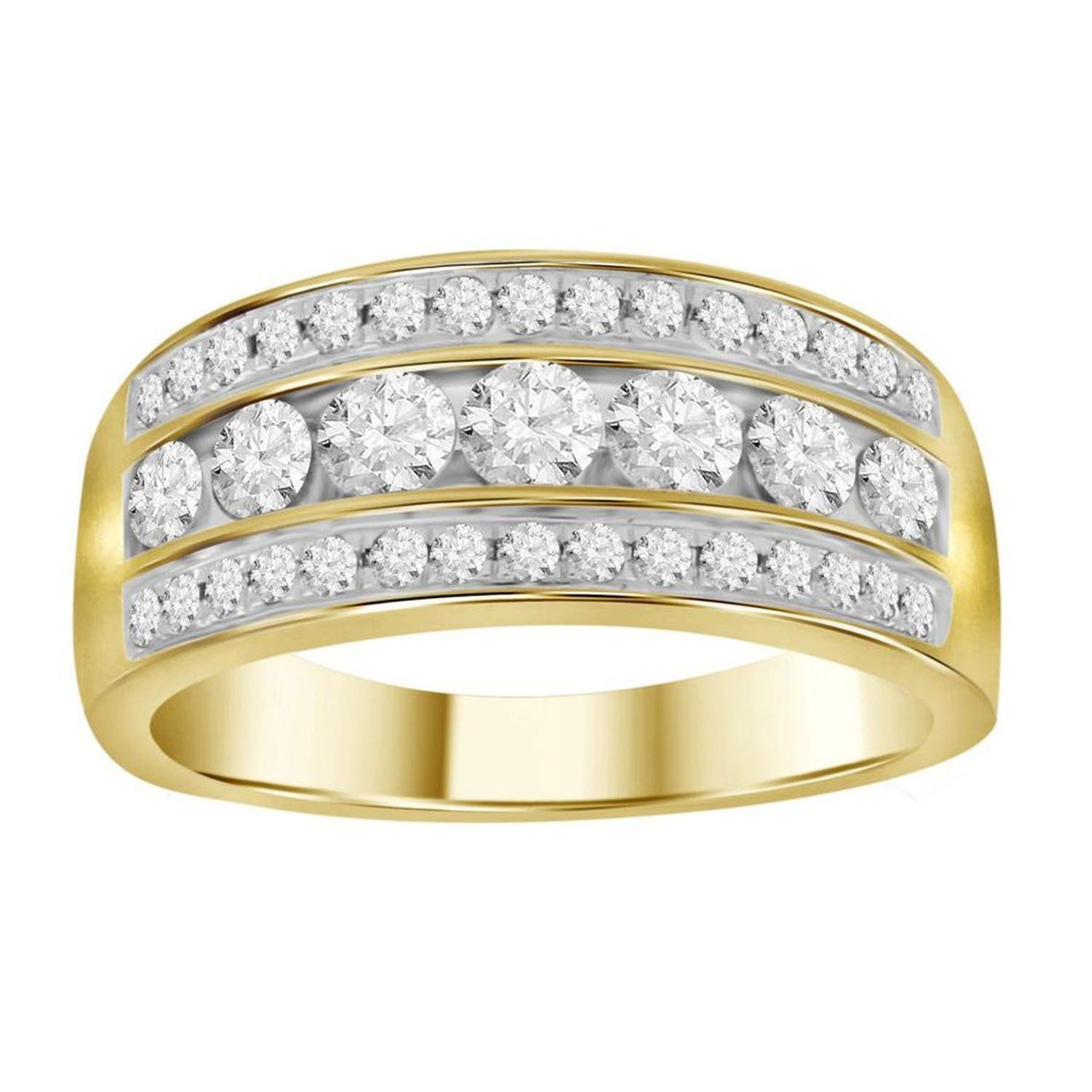 LADIES BAND 1 CT ROUND DIAMOND 14K YELLOW GOLD