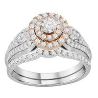 Thumbnail for LADIES BRIDAL RING SET 1 CT ROUND DIAMOND 14K WHITE/ROSE GOLD