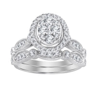 Thumbnail for LADIES BRIDAL RING SET 1 CT ROUND DIAMOND 14K WHITE GOLD