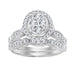 LADIES BRIDAL RING SET 1 CT ROUND DIAMOND 14K WHITE GOLD