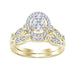 LADIES BRIDAL RING SET 1 CT ROUND DIAMOND 14K YELLOW