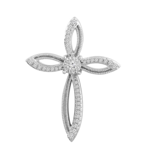 LADIES PENDANT 1/6 CT ROUND DIAMOND 10K WHITE GOLD