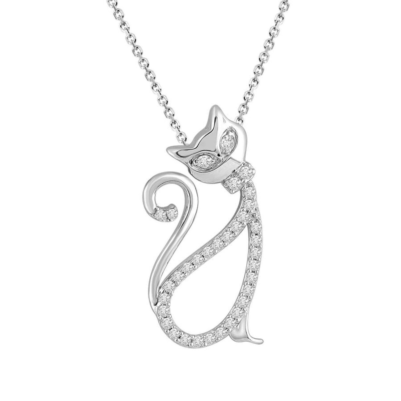 LADIES PENDANT 1/6 CT ROUND DIAMOND 10K WHITE GOLD
